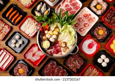 Top View Of Shabu Hotpot Set Shabu Of Hotpot Japanese Hotpot Style