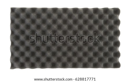 Top view of a sheet of egg crate foam polyurethane packing material isolated on a white background.