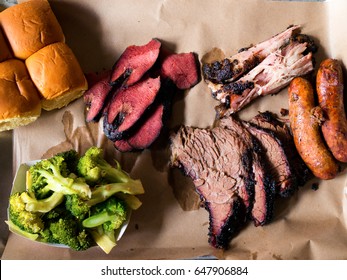 Top View Shot Of Smoke Meats Bbq Southern Style.