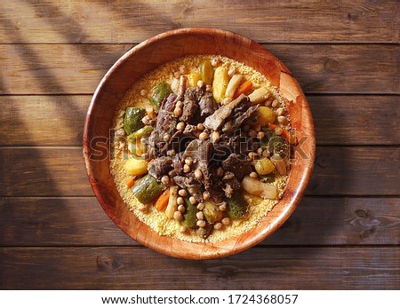 Top view shot of Traditional algerian food 