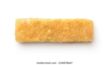 Top View Of Single Frozen Fish Stick Isolated On White