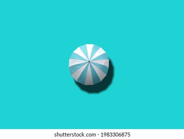 Top view, Single white and cyan umbrella isolated on cyan background, stock photo, invesment, business, summer concept - Shutterstock ID 1983306875
