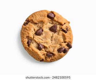 Top view of a singular biscuit chocolate cookie, isolated on white background - Powered by Shutterstock