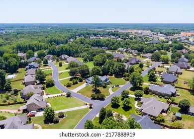 Top View Of Sleeping Area In Street A Small Town Of From Above Aerial View In Boiling Springs South Carolina US