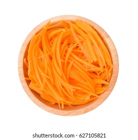 Top View Of Sliced Carrots On A White Background.