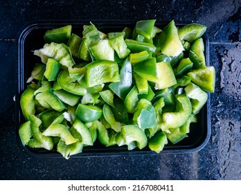 Top View Of Sliced And Chopped Capsicum 