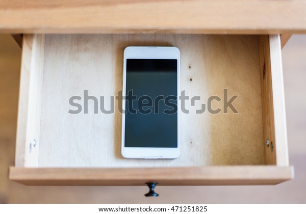 Top View Smartphone Open Drawer Nightstand Stock Photo Edit Now 471251825