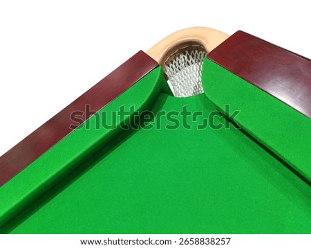 Top view of the snooker table corner.