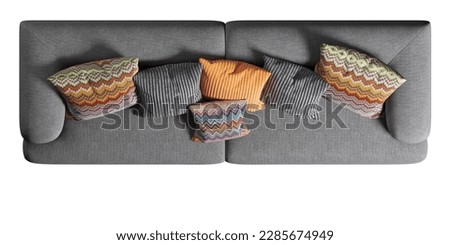 Top view of sofa with cushions