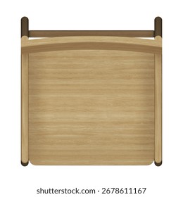 Top view of a solid white ash arm chair, 55 x 58 x 84 cm, displaying its light tone and smooth grain.