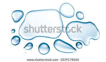 top view, spill water drop on the floor isolated with clipping path on white background. 