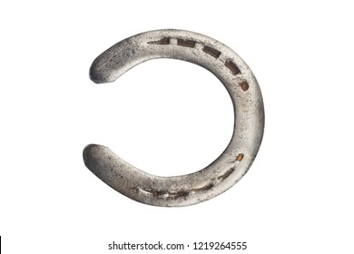 top view of steel polished horseshoe isolated on white
