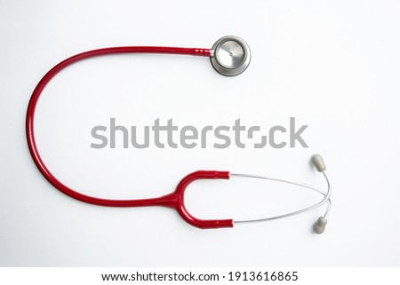 Top view Stethoscope isolated on white background, Medical tool.