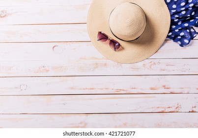 Top View Of Straw Beach Hat