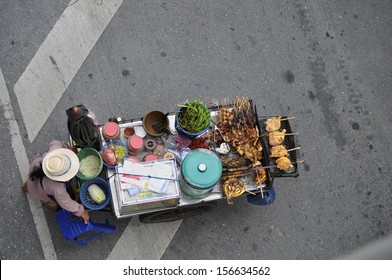 Top View Of Street Food In Bangkok, Thailand 