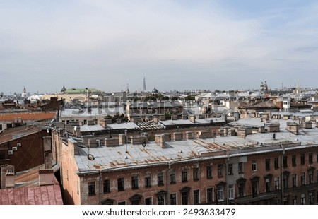 Top view of the streets and rooftops of St. Petersburg, Russia