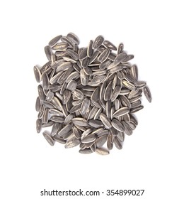 Top View Of Sunflower Seeds Isolated