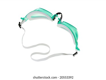  Top View Of Swimming Goggles On White Background