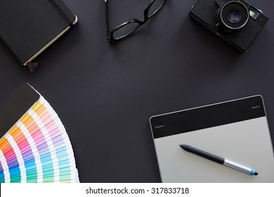 Top view of the table graphic designer - Shutterstock ID 317833718