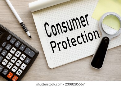 top view of the text. wooden background. text consumer protection, Law and justice concept. - Shutterstock ID 2308285567