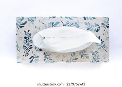 Top View Of A Tissue Box Isolated On White Background.