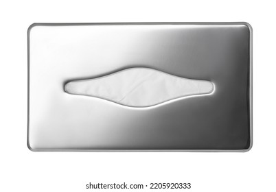 Top View Tissue Paper In A Metal Box On White Background