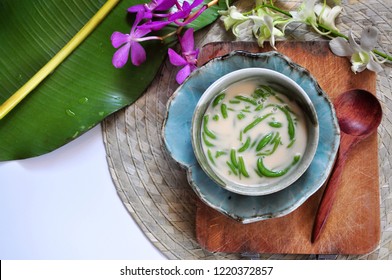 Top view of traditional dessert Cendol with space for text on background