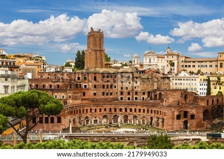 Top view of Trajan's market at Trajan's forum in Rome. Italy