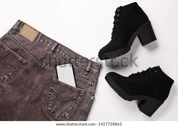 trendy clothes and shoes