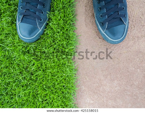 Top View Two Feet Standing On Stock Photo 425158015 | Shutterstock