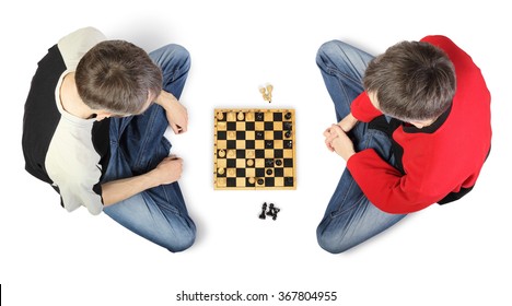 Top View Of Two Men Playing Chess