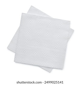 Top view of two paper napkins isolated on white