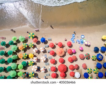 Top View of Umbrellas in a Beach