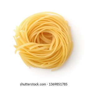 Top view of uncookedi pasta nest isolated on white - Powered by Shutterstock