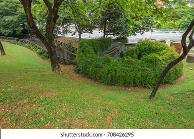 Top View Of Underground Crossing In Tunnel At Fort Canning Park, Singapore