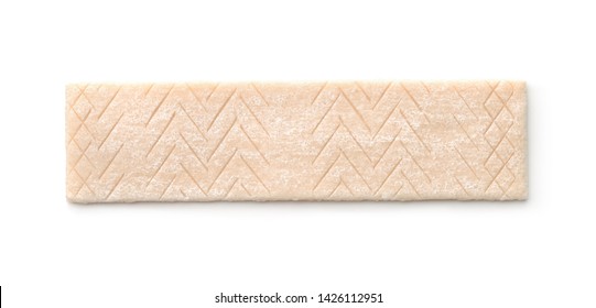 Top View Of Unwrapped Sugar Free Chewing Gum Stick Isolated On White