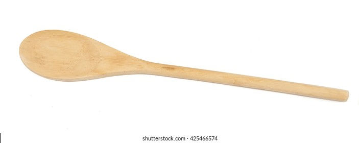 Top View Of Used Wooden Spoon Isolated