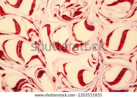 Top view of vanilla raspberry swirl cheesecake for background