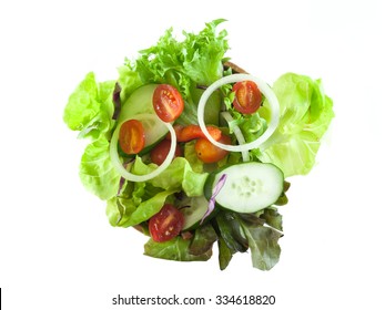 Top View Of Vegetable Salad Isolated On White