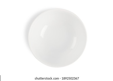 Top View White Bowl Isolated On White Background.