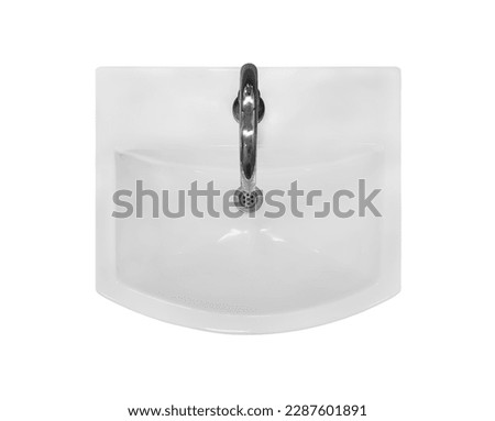 Top view white ceramic wash basin isolated on white background