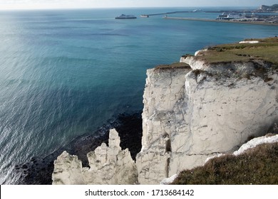 Top View Of White Cliffs Of Dover Kent Coast