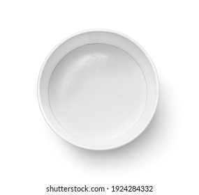 Top View Of White Empty Disposable Paper Cup Isolated On White