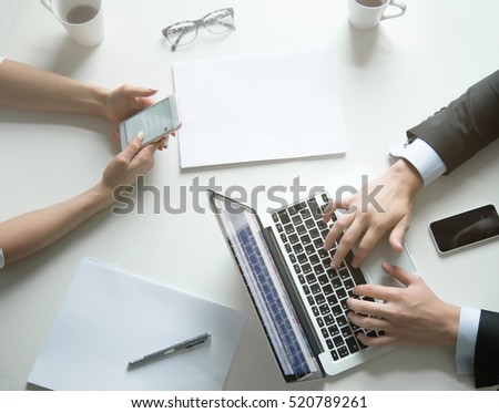 Similar – Image, Stock Photo young startup employees discuss at their desks