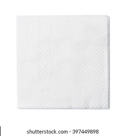 Top view of white paper napkin isolated on white
