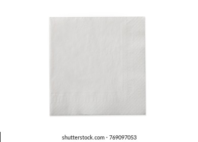 Top View Of White Paper Napkin Isolated On White