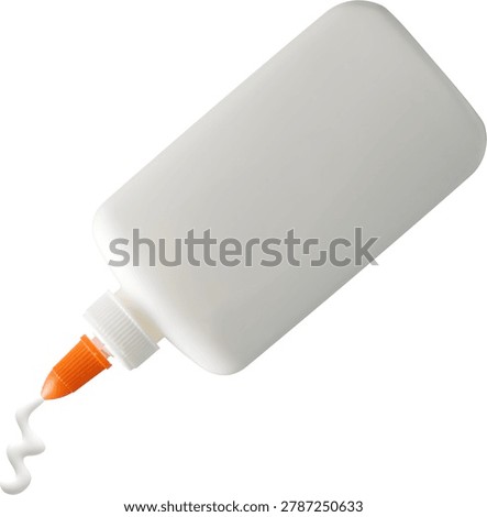 Top view of a white plastic glue bottle on a clean white background