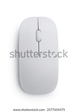 Top view of white wireless computer mouse isolated on white