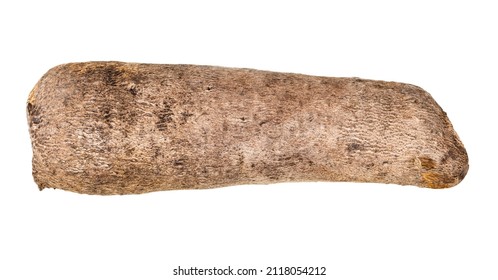 top view of whole tuber of african yam isolated on white background