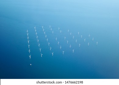 Top view of wind farms in the Oresund Strait

